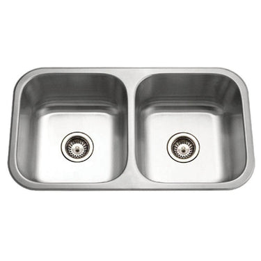 Houzer Medallion Classic 31 inch Stainless Steel Undermount 50/50 Double Bowl Kitchen Sink with Strainer & Grid
